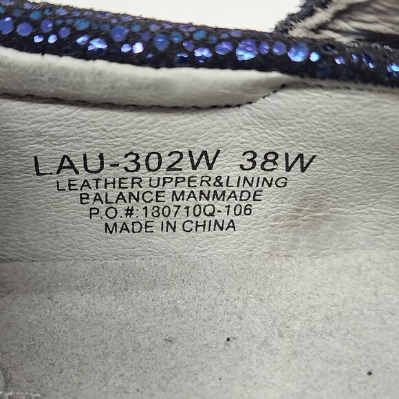 Alegria Lauryn Comfort Loafer Women EU38/US8-8.5 Wide Metallic Blue Leather - Picture 9 of 14